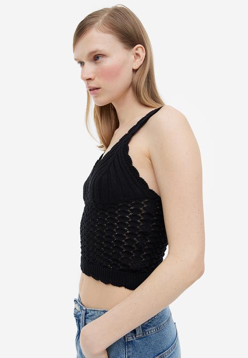 H&M - Crochet-look vest top - black