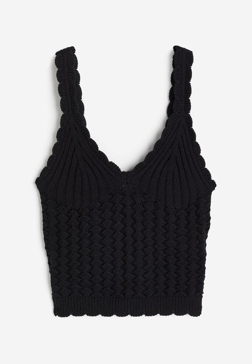 H&M - Crochet-look vest top - black