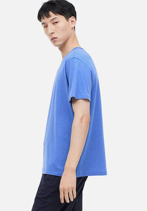 H&M - Regular fit linen-blend t-shirt - blue