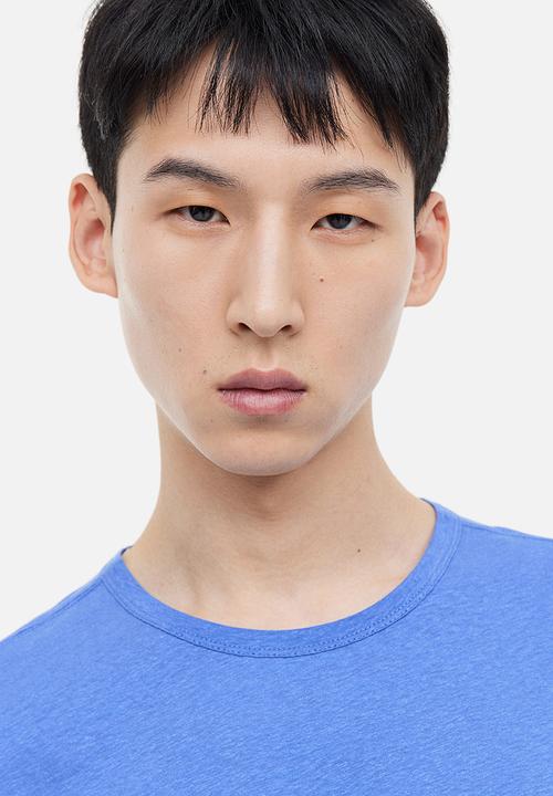 H&M - Regular fit linen-blend t-shirt - blue