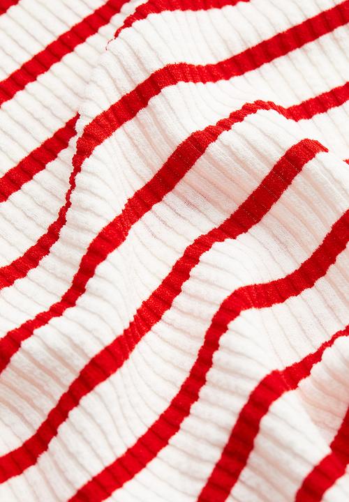 H&M - Collared jersey dress - white & red striped 