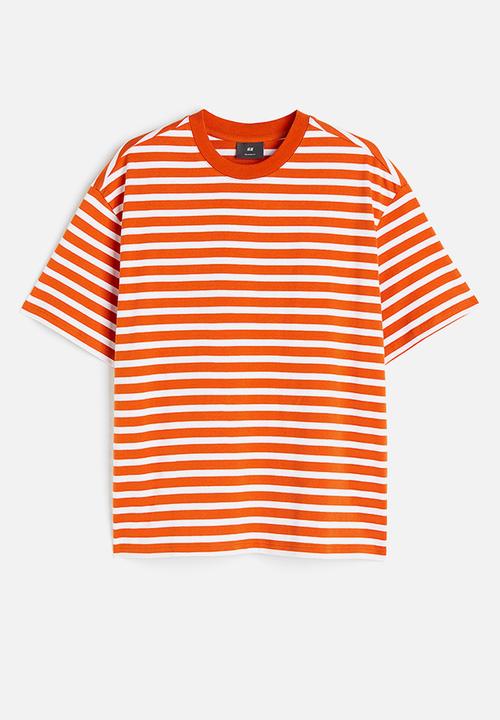 H&M - Relaxed fit cotton t-shirt -  orange striped