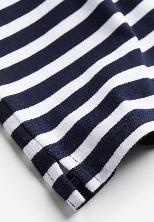 H&M - Relaxed fit cotton t-shirt - navy blue striped