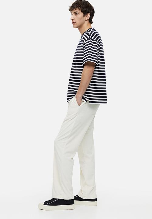 H&M - Relaxed fit cotton t-shirt - navy blue striped