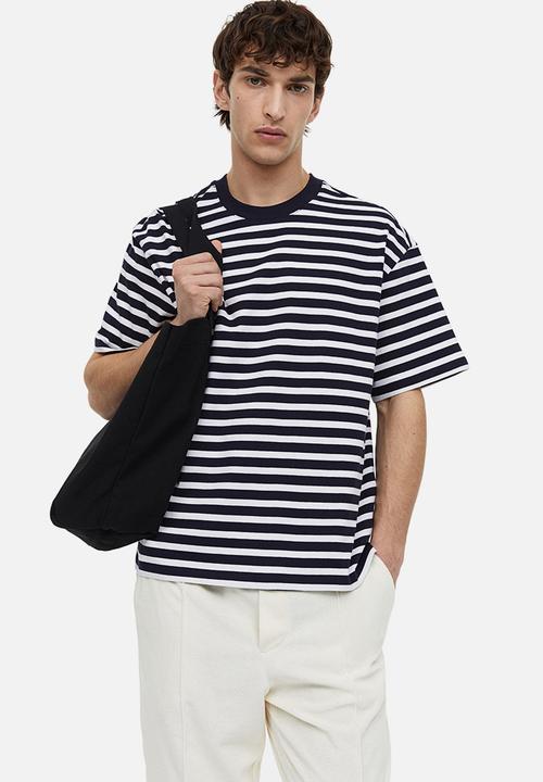 H&M - Relaxed fit cotton t-shirt - navy blue striped