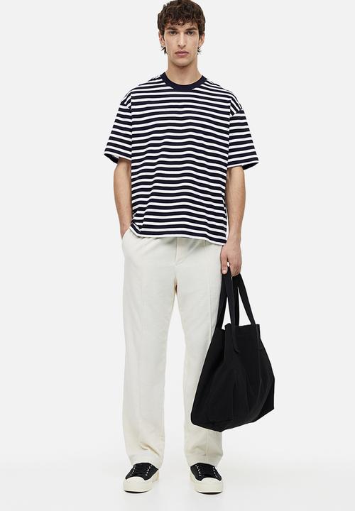 H&M - Relaxed fit cotton t-shirt - navy blue striped