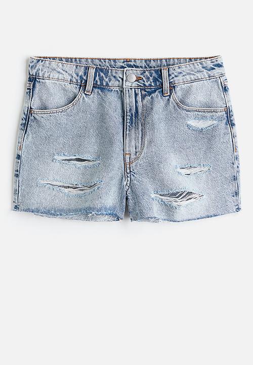 H&M - Cotton denim shorts - light denim blue 