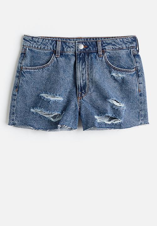 H&M - Cotton denim shorts - denim blue 