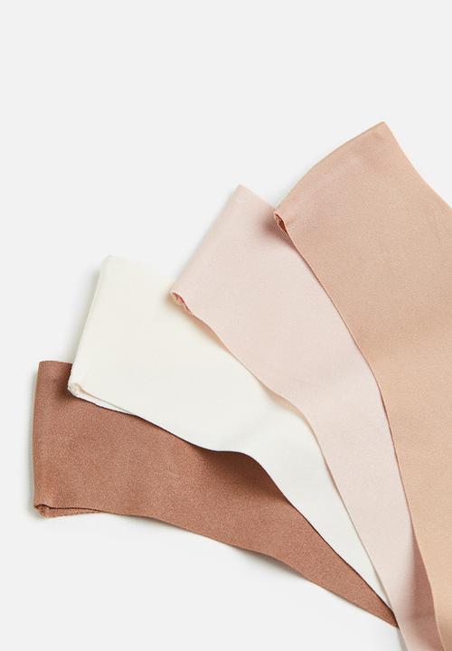 H&M - 4-Pack invisible thong briefs - dark beige & white 