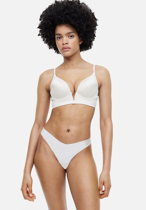 H&M - 4-Pack invisible thong briefs - dark beige & white 