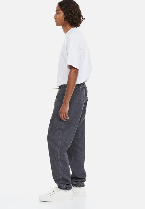 H&M - Relaxed denim joggers - grey denim