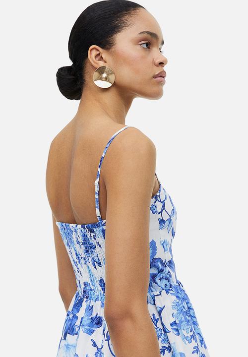 H&M - Linen-blend dress - white & blue floral 