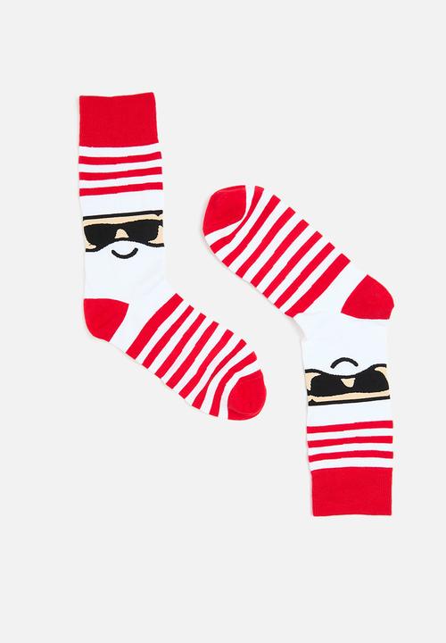 Foot-ies - Happy holiday hanging organic sock gift - red