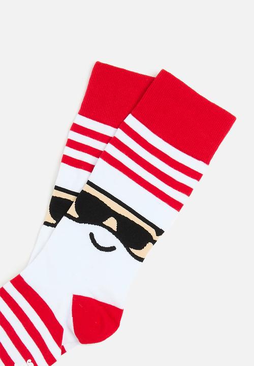 Foot-ies - Happy holiday hanging organic sock gift - red