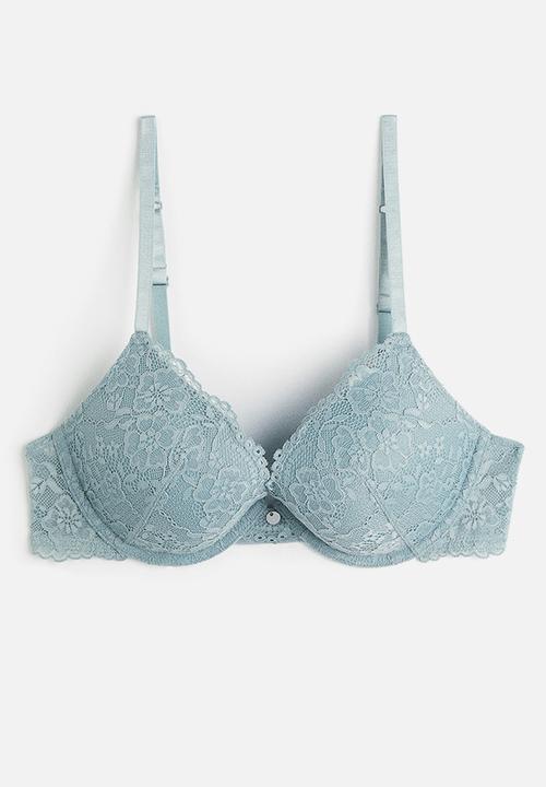 H&M - Lace push-up bra - light turquoise