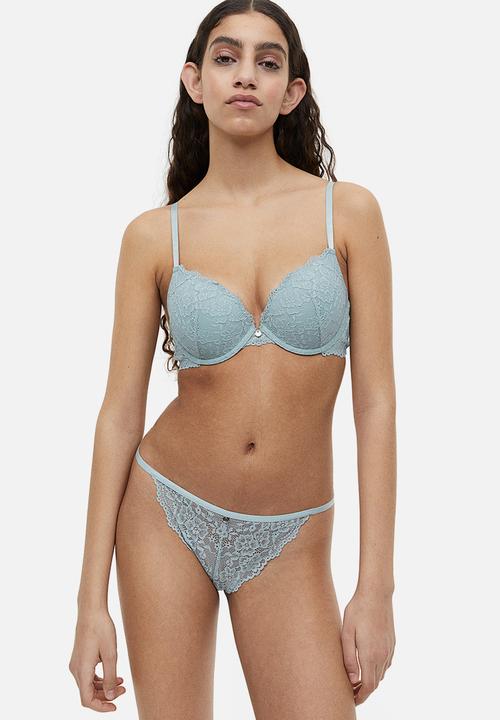 H&M - Lace push-up bra - light turquoise