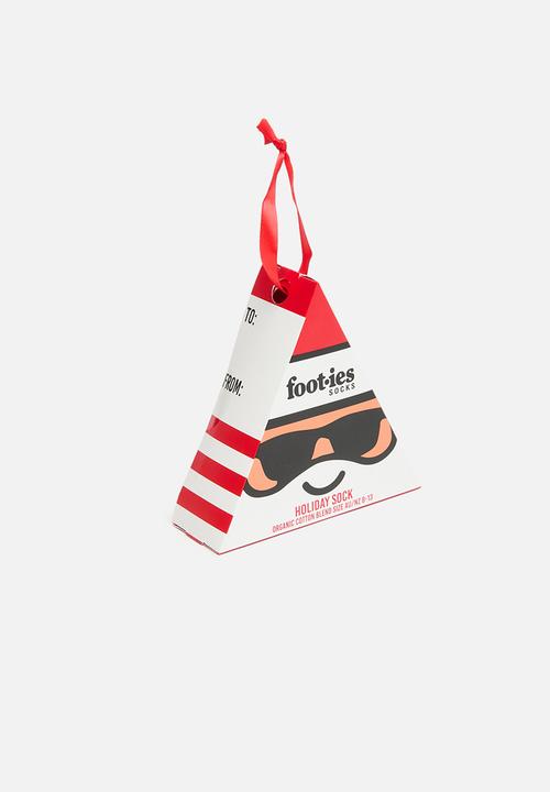 Foot-ies - Happy holiday hanging organic sock gift - red