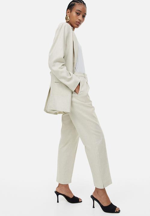 H&M - Linen-blend tailored trousers -  light beige 