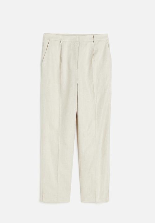 H&M - Linen-blend tailored trousers -  light beige 