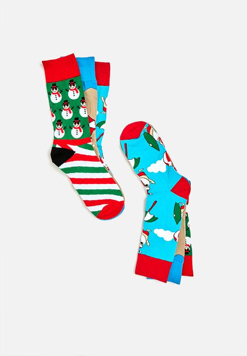 Foot-ies - Happy holidays organic cotton socks - multi