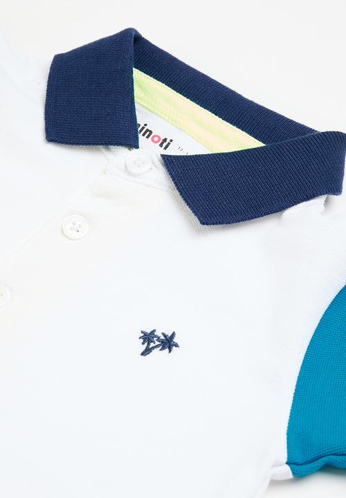 MINOTI - Pique polo and short set - white & blue