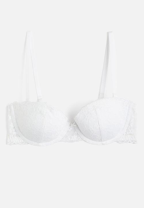 H&M - Lace padded balconette bra - white