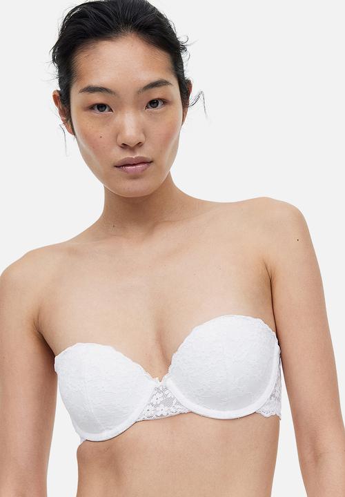 H&M - Lace padded balconette bra - white