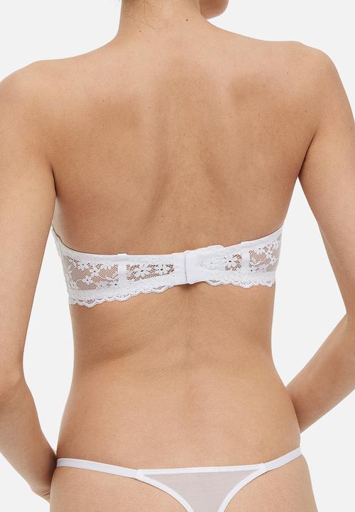 H&M - Lace padded balconette bra - white