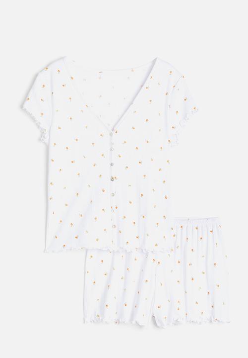 H&M - Pointelle pyjamas - white oranges