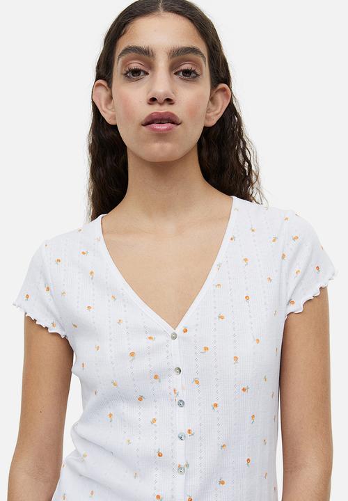 H&M - Pointelle pyjamas - white oranges
