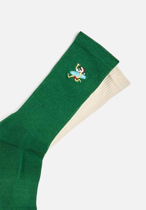 Foot-ies - Cool christmas 2 pack socks - cream/forrest