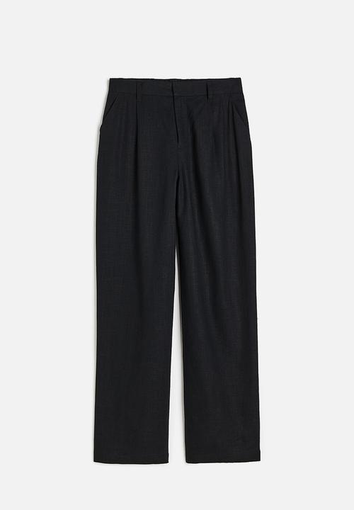 H&M - Linen-blend tailored trousers - black