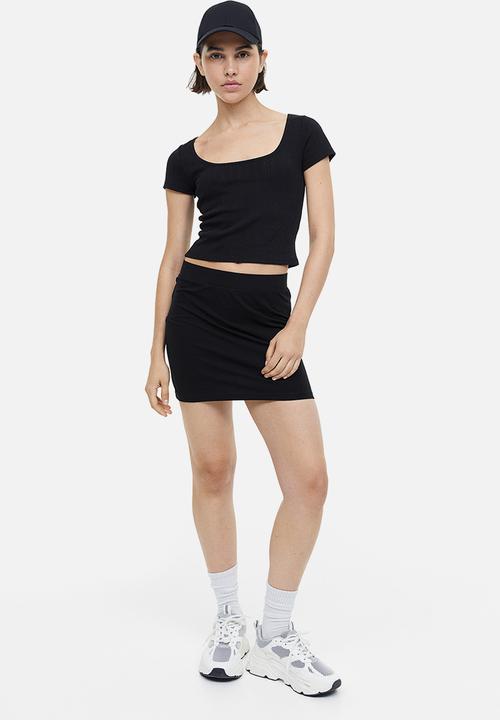 H&M - Pointelle jersey top - black