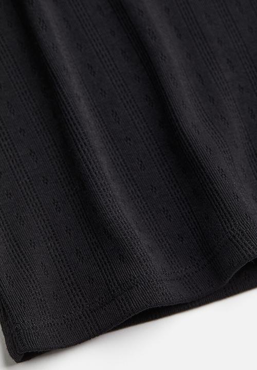 H&M - Pointelle jersey top - black