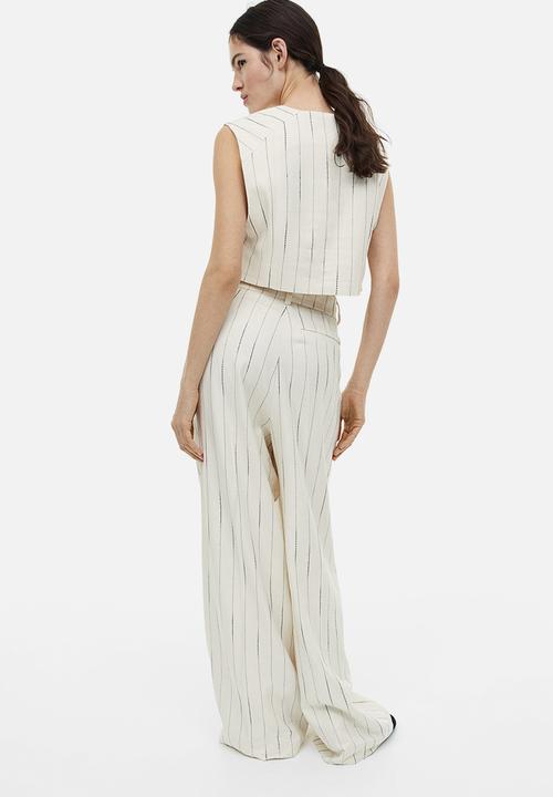 H&M - Linen-blend suit waistcoat - white/striped 
