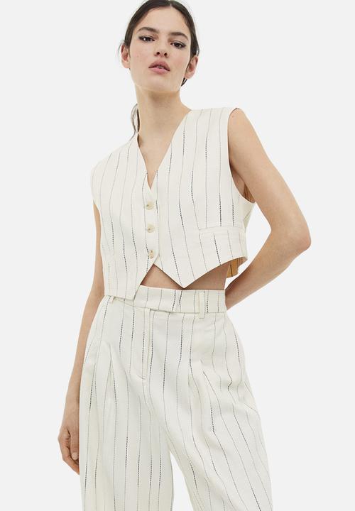 H&M - Linen-blend suit waistcoat - white/striped 