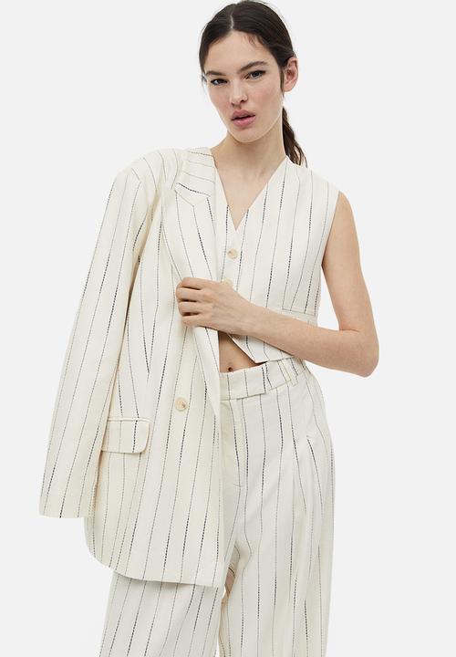 H&M - Linen-blend suit waistcoat - white/striped 