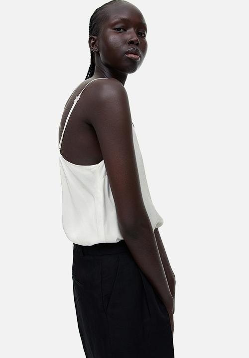 H&M - Lace-trimmed cami top - white & black