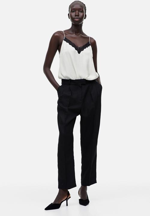 H&M - Lace-trimmed cami top - white & black