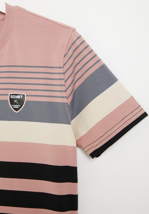 SOVIET - Boys crew neck y/dye stripe - salmon