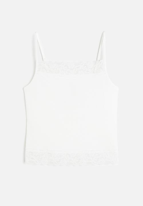 H&M - Lace-trimmed vest top - white