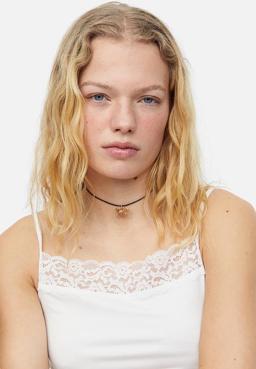 H&M - Lace-trimmed vest top - white