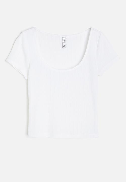 H&M - Pointelle jersey top - white
