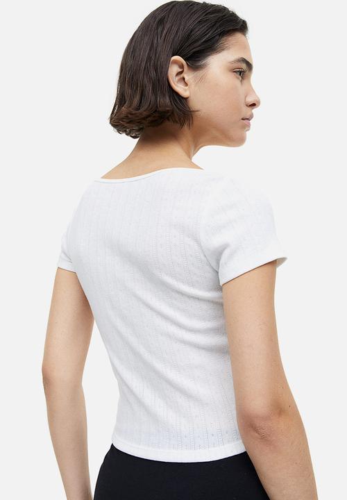 H&M - Pointelle jersey top - white