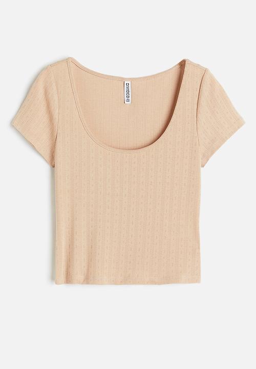 H&M - Pointelle jersey top - beige