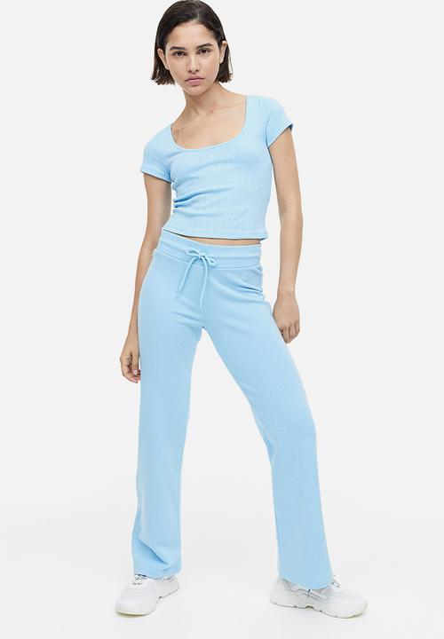 H&M - Pointelle jersey top - light blue