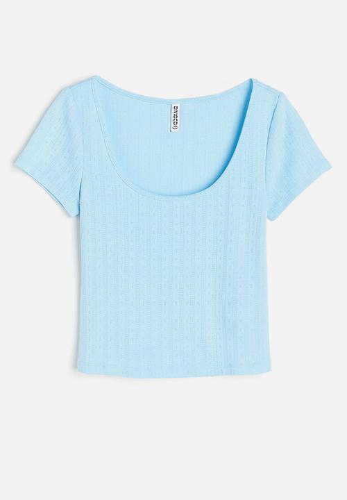 H&M - Pointelle jersey top - light blue