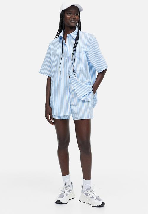 H&M - Pull-on shorts - light blue & white striped