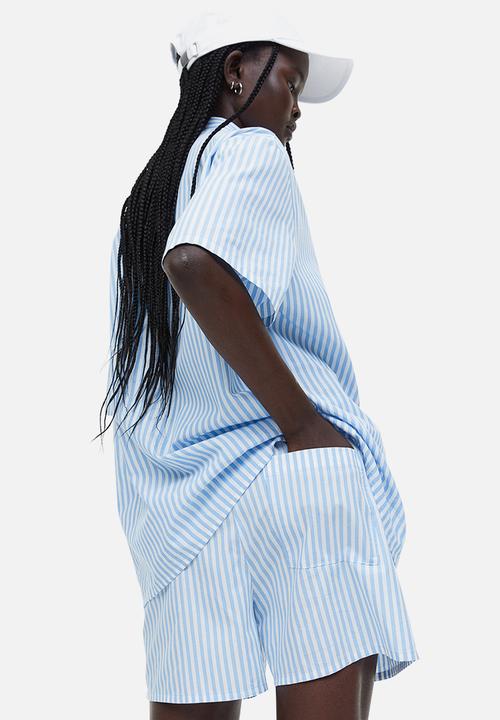 H&M - Pull-on shorts - light blue & white striped