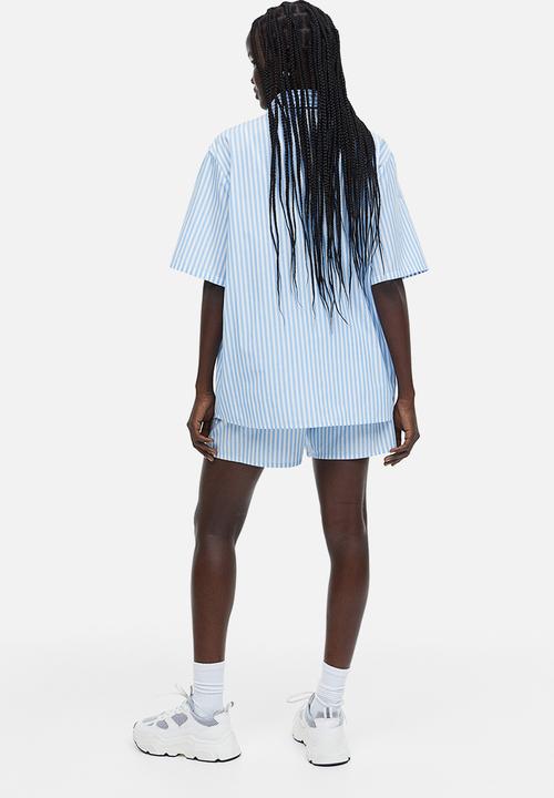 H&M - Pull-on shorts - light blue & white striped